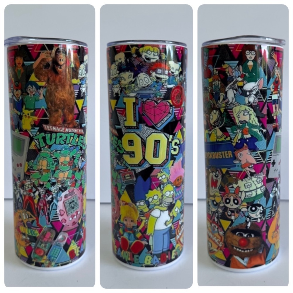 90s Retro Cartoon Collage 20oz Skinny Tumbler